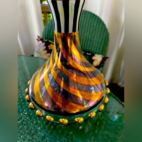 MacKenzie-Childs Gold Decantor 11” - Picture 2 of 8